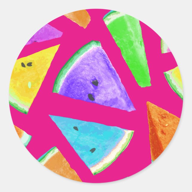 Watermelon Pattern Creation 9 Classic Round Sticker (Front)