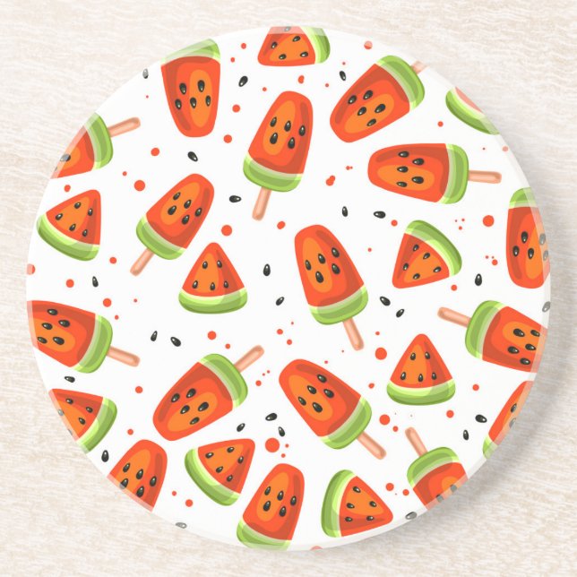 Watermelon pattern drink coaster (Front)