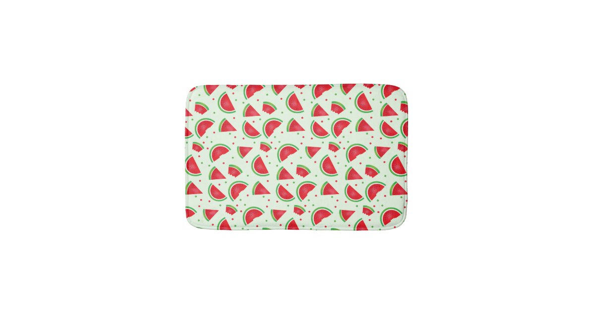 Watermelon Button Mat Watermelon Pattern Fruit Melon Summertime Bath Mat | Zazzle