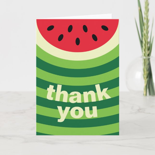 Watermelon Pattern Letterpress Thank You Card (Front)
