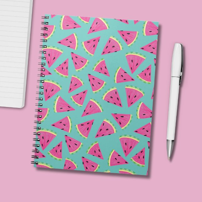 Watermelon Pattern Notebook (Tropical fruit watermelon pattern turquoise notebook)