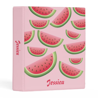 Watermelon Pattern On Pink & Personalized Title Mini Binder