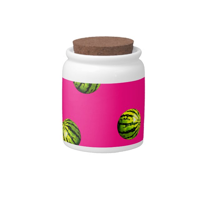 watermelon pattern pink candy jar (Front)