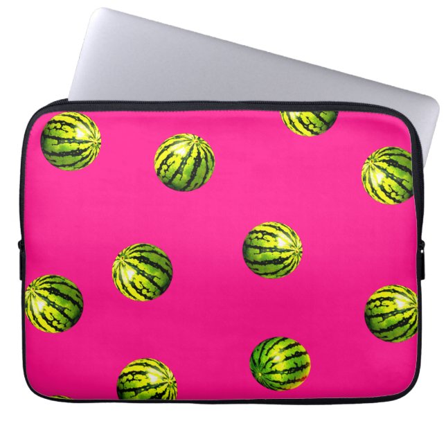 watermelon pattern pink laptop sleeve (Front)