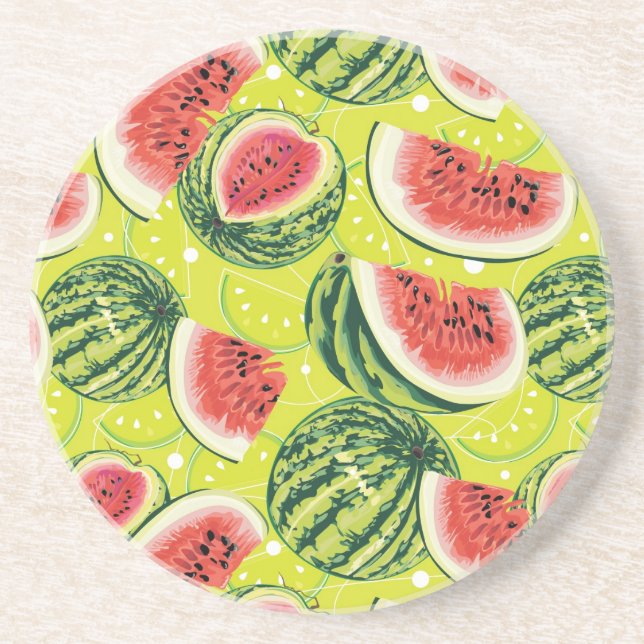 Watermelon Pattern Sandstone Coaster (Front)