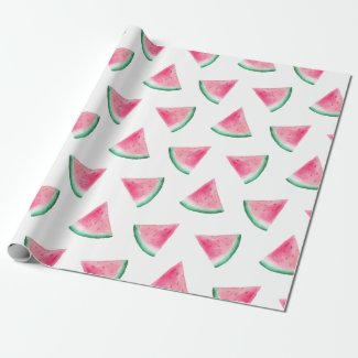 Watermelon pattern. Summer berry. Watercolor pink Wrapping Paper