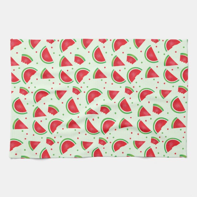 Watermelon Pattern Summer Fun Melon Fruit Kitchen Towel (Horizontal)