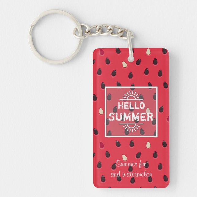 Watermelon Pattern, Summer Time | Personalized Keychain (Front)