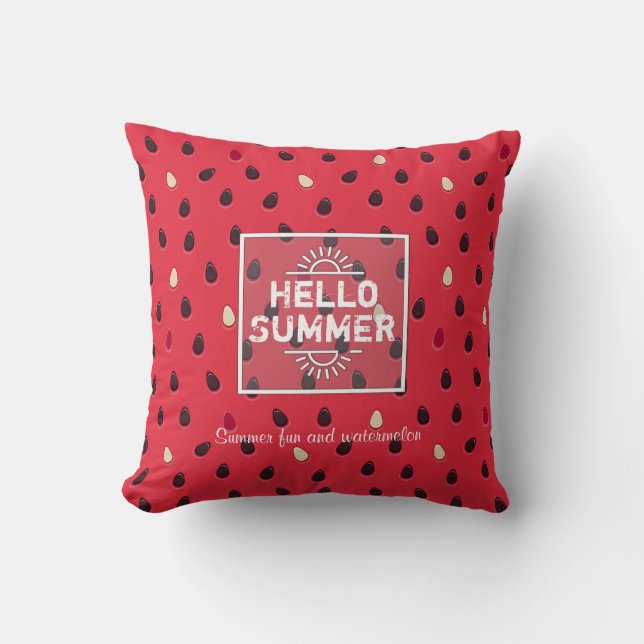 Watermelon Pattern, Summer Time | Personalized Throw Pillow (Front)