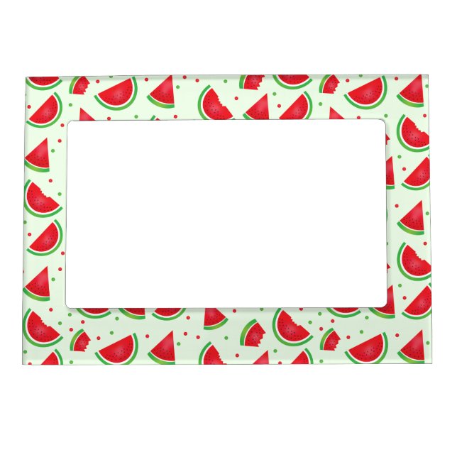 Watermelon Pattern Summertime Fun Melon Fruit Magnetic Frame (Front)