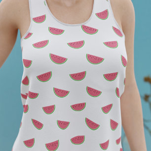 Watermelon Pattern White Racerback Tank Top