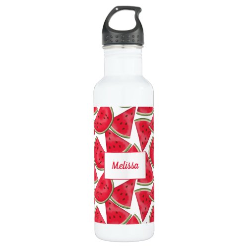 Watermelon pattern with custom name stainless steel water bottle