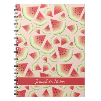 Watermelon Pattern With Custom Title Or Name Notebook