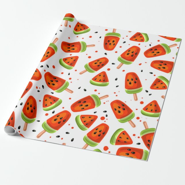 Watermelon pattern wrapping paper (Unrolled)