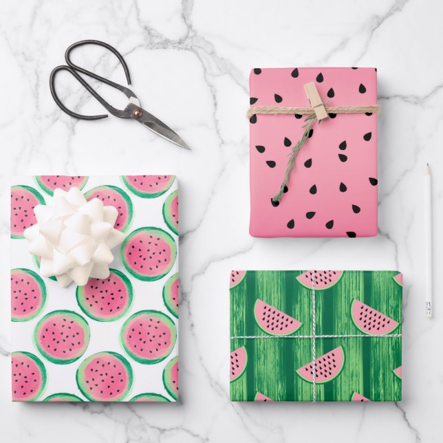 Watermelon Pattern  Wrapping Paper Sheets (Front)