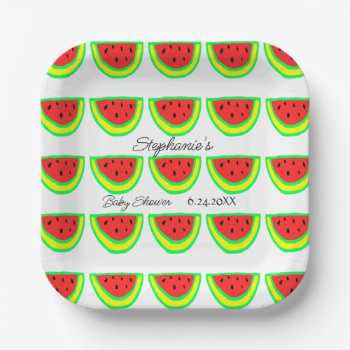 Watermelon Patterns Baby Shower 2023 Boys Girls  Paper Plates