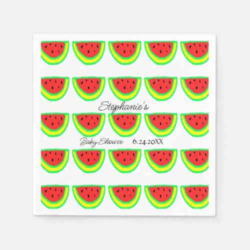 Watermelon Patterns Baby Shower Boys Girls 2023 Napkins