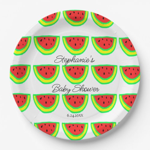 Watermelon Patterns Baby Shower Boys Girls 2023 Paper Plates