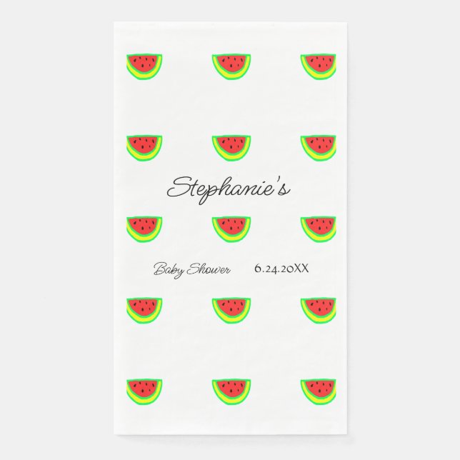Watermelon Patterns Baby Shower Boys Girls Cute Paper Guest Towels (Front)