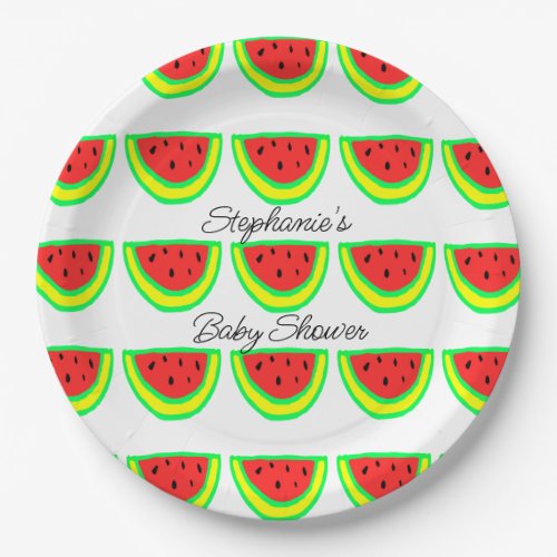 Watermelon Patterns Boys Girls Baby Shower 2023 Paper Plates