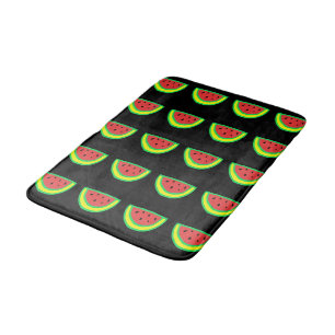 Watermelon Patterns Colorful Bright Custom Black Bath Mat