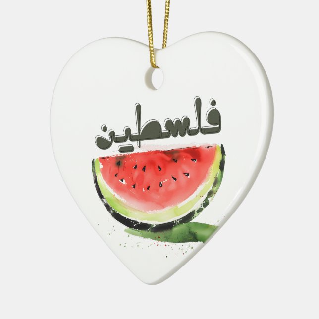 Watermelon Peace Symbolism- Palestine فلسطين بطيخ Ceramic Ornament (Left)