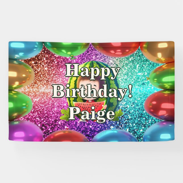 Watermelon Personalized character birthday banner (Horizontal)