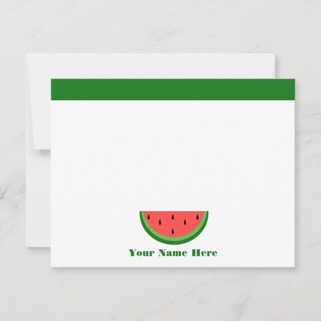 Watermelon Personalized Flat Notecards (Front)