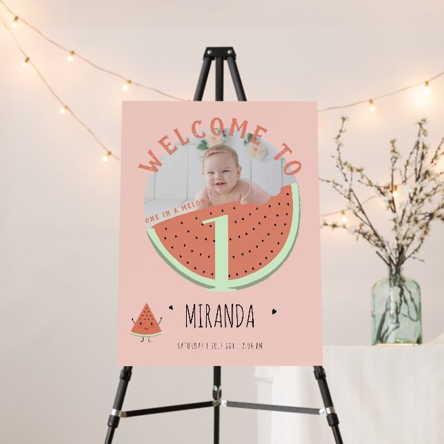 Watermelon Photo Birthday Party Welcome Foam Board (In Situ (Stand))