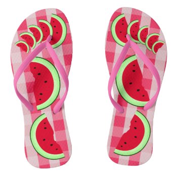 Watermelon Picnic Fruity Fun Summer Flip Flops by MaeHemm at Zazzle