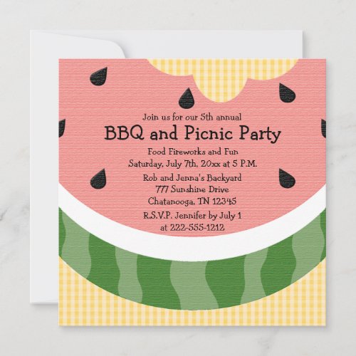 Watermelon Picnic Invite Invitations