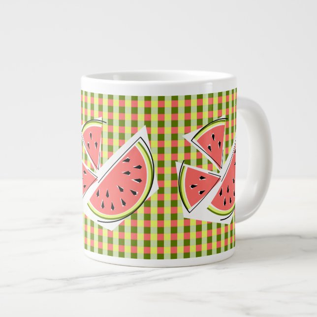 Watermelon Pieces Check Giant Coffee Mug (Front Right)