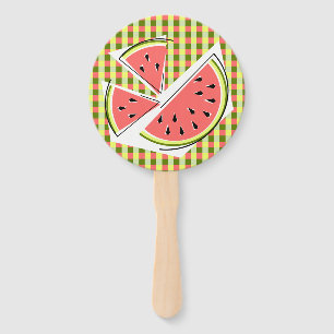 Watermelon Pieces Check Hand Fan