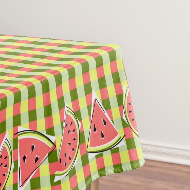 Watermelon Pieces Check tablecloth (In Situ)