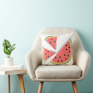 Watermelon Pieces checked back square Throw Pillow