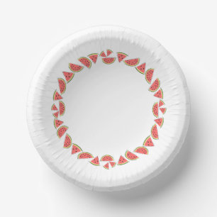 Watermelon Pieces Circle Paper Bowls