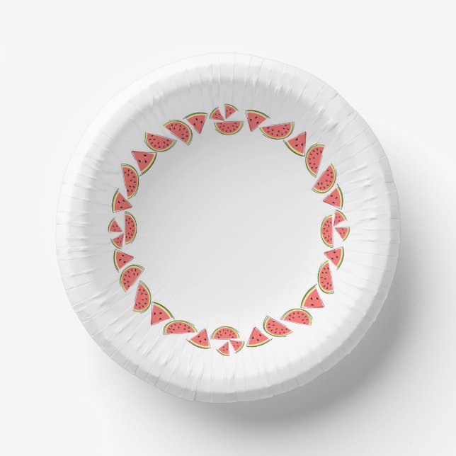 Watermelon Pieces Circle Paper Bowls (Front)