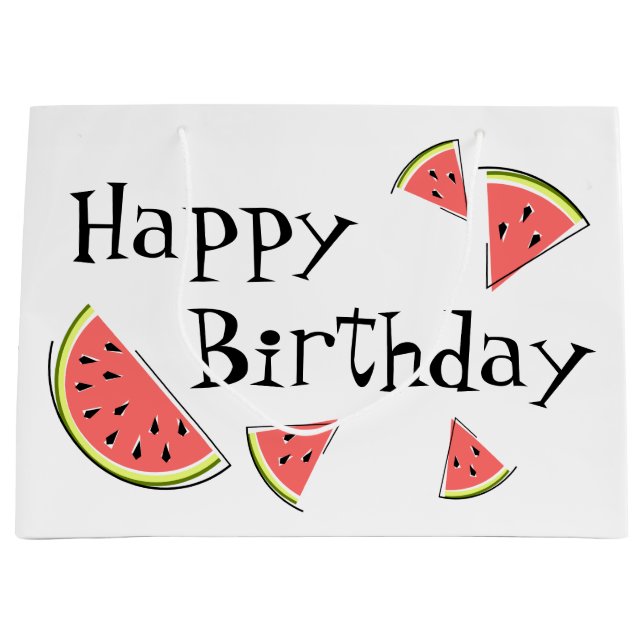 Watermelon Pieces Happy Birthday Large Gift Bag (Front)