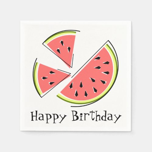 Watermelon Pieces Happy Birthday napkins paper
