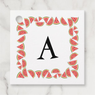 Watermelon Pieces Square Monogram text back Favor Tags