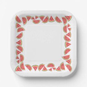 Watermelon Pieces Square Paper Plates