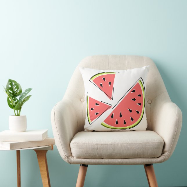 Watermelon Pieces square Throw Pillow (Chair)