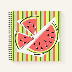 Watermelon Pieces Stripe Notebook