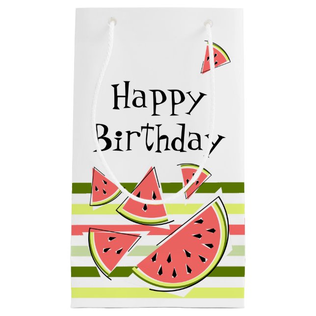 Watermelon Pieces Stripe Thin Birthday Small Gift Bag (Front)