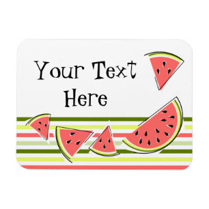 Watermelon Pieces Stripe Thin Text Magnet