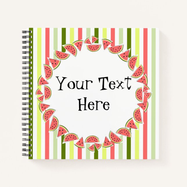 Watermelon Pieces Stripe Thin Text Notebook (Front)