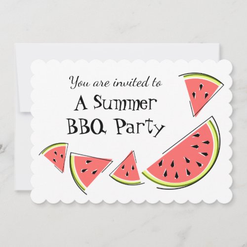 Watermelon Pieces Summer BBQ invitation horizontal