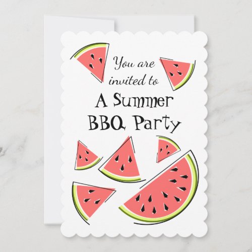 Watermelon Pieces Summer BBQ invitation vertical