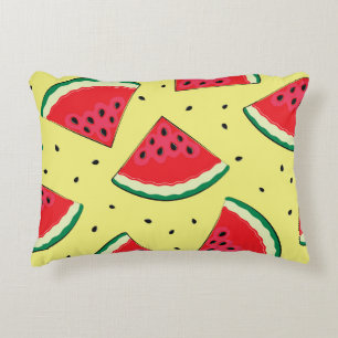 Watermelon Pieces: Summer Yellow Pattern Accent Pillow