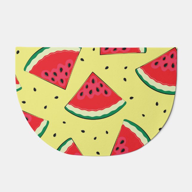 Watermelon Pieces: Summer Yellow Pattern Doormat (Front)